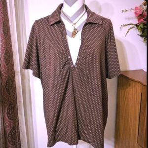 Cato Brown Polka Dots Top